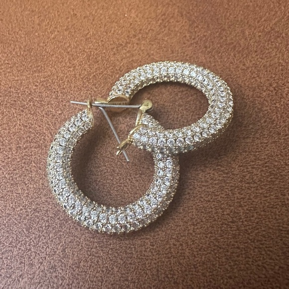 Gold Pave Amalfi Hoops - Picture 1 of 7